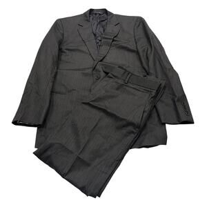 13-19 BROOKS BROTHERS Men's Fitzgerald 1818 Wool Suit Striped Black Size 42R/W36